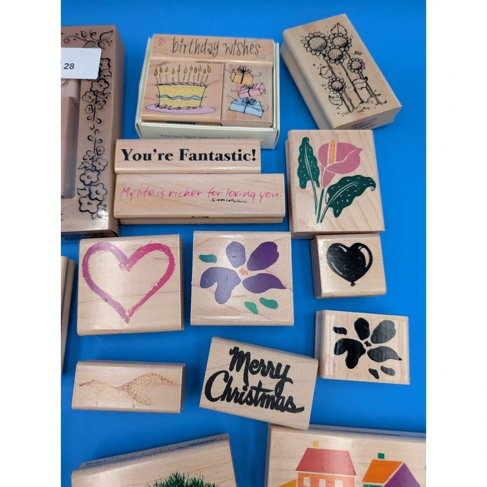 Wholesaler Reseller Crafter Enthusiast Wooden Rubber Stamp Lot Of 50+ Misc
